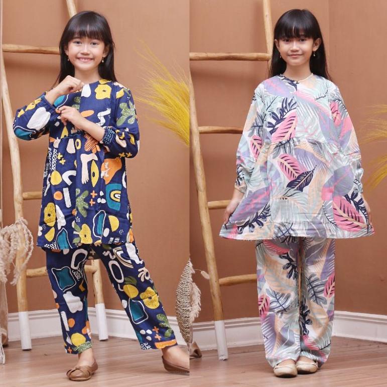 Setelan tie dye anak / baju setelan anak perempuan / setelan anak motif tie dye little dino / bahan 