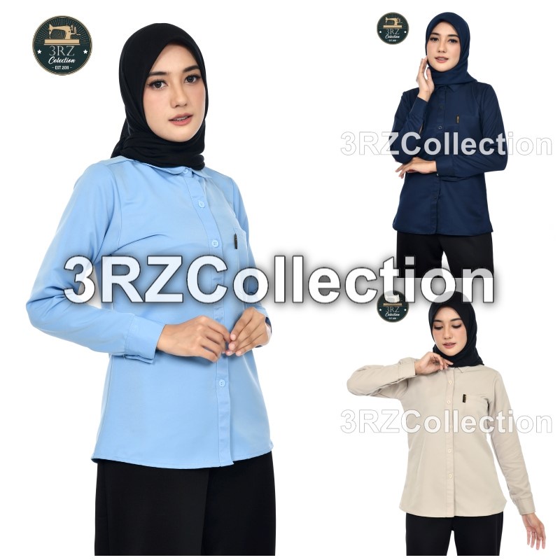 PREMIUM KEMEJA WANITA BAJU KANTOR WANITA SERAGAM KARYAWAN BIRU MUDA PANJANG WANITA BAJU PABRIK