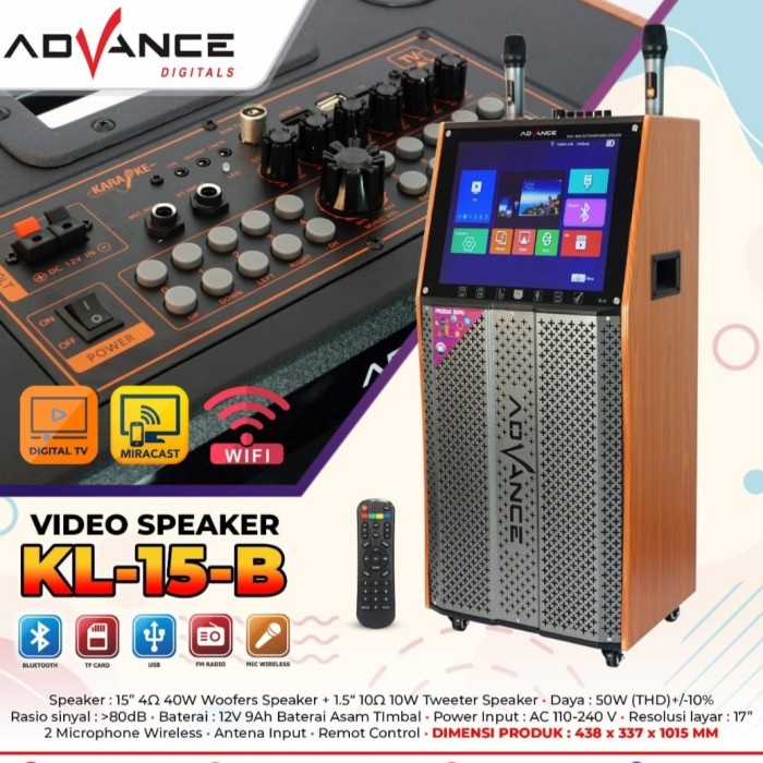 ADVANCE VIDEO SPEAKER KARAOKE BLUETOOTH LAYAR TV 17 INCH KL-15-B