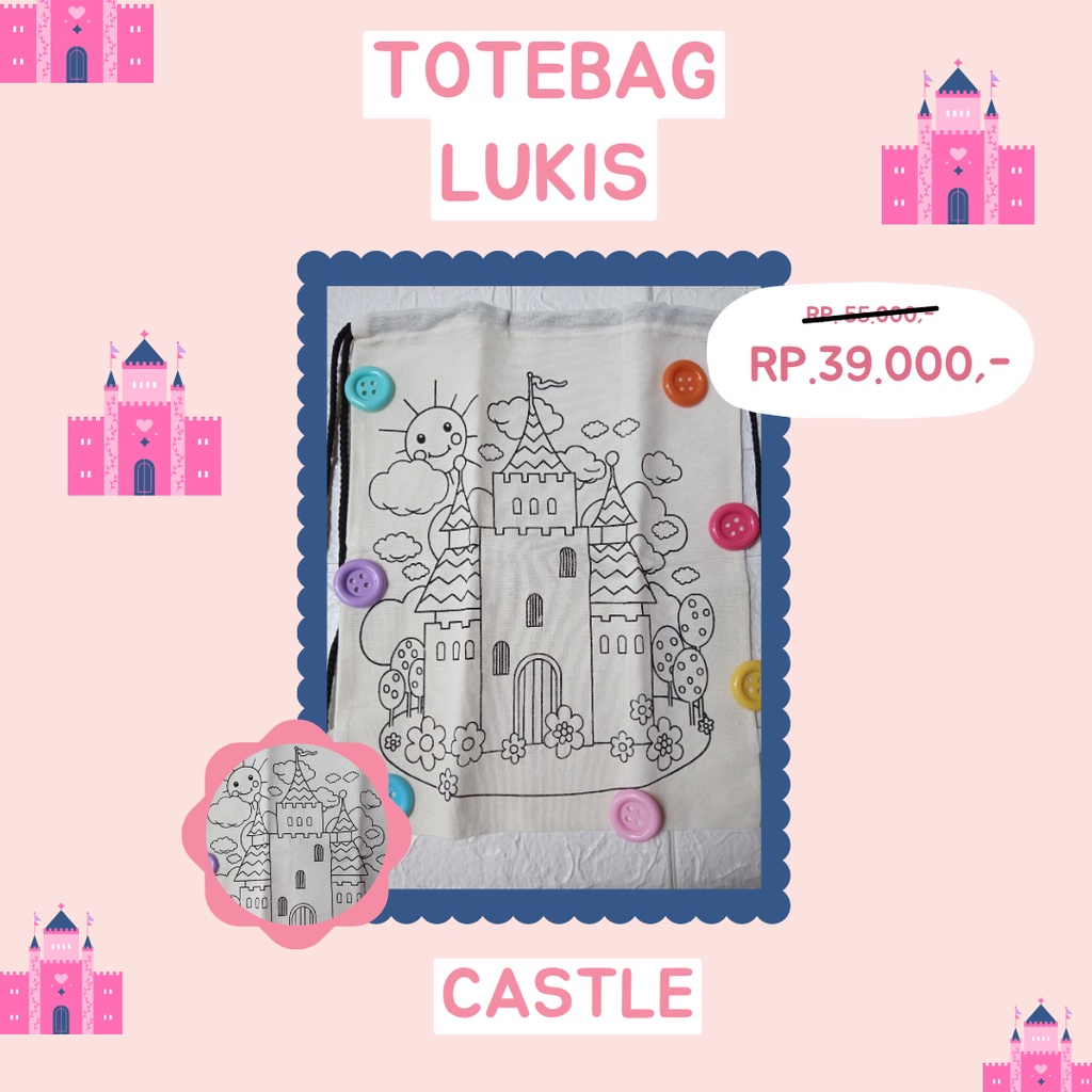 

Painting Kit Totebag - Castle (paket lengkap tas , cat , pallet , kuas , packing)
