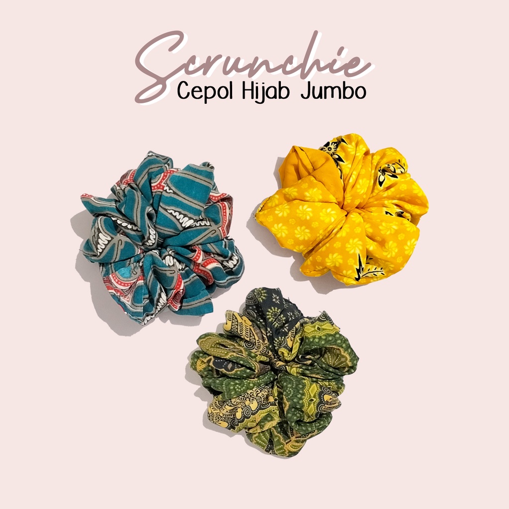 Cepol hijab jumbo cemol scrunchie jumbo ikat rambut besar tali rambut besar motif batik kuncir rambut hijab