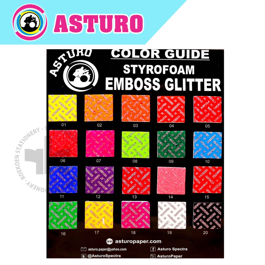 

Asturo Styrofoam Emboss Glitter Warna