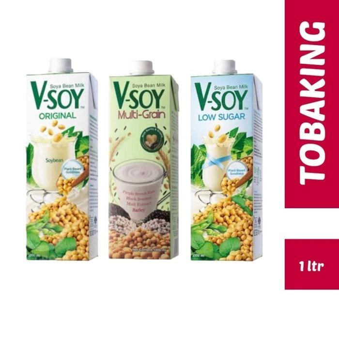 

V-SOY Susu Kedelai Soya Milk UHT Multigrain Original Low Sugar 1ltr Best Seller