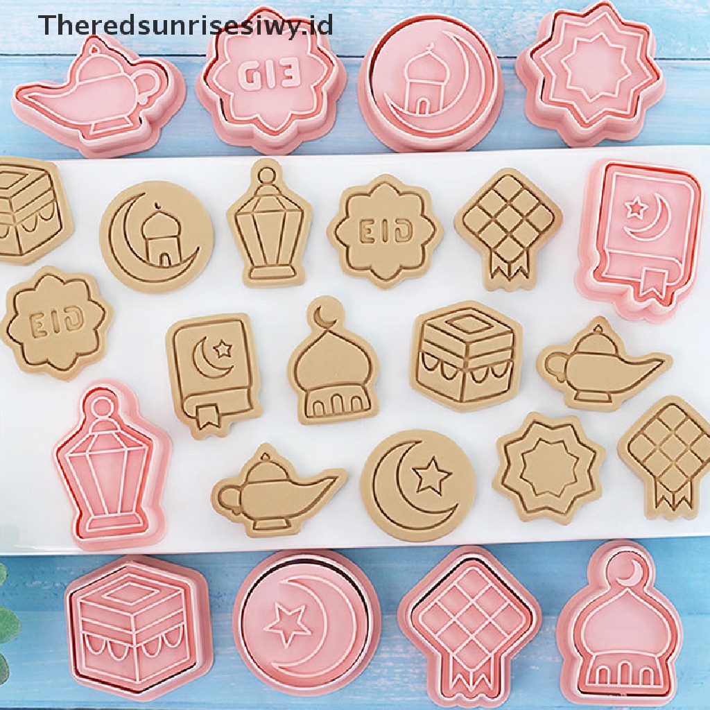 # Baju Lebaran # 10pcs Cetakan Biskuit Eid Mubarak Cookie Cutters Stamp Press Fondant Sugarcraft Alat Baking Dekorasi Ramadhan Rumah Pesta Muslim Islami~