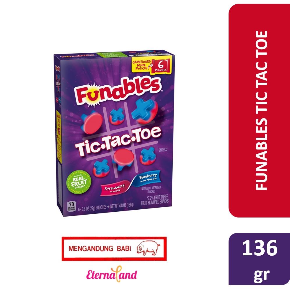 Jual Funables Tic Tac Toe Fruit Snacks - permen funables (NON HALAL ...