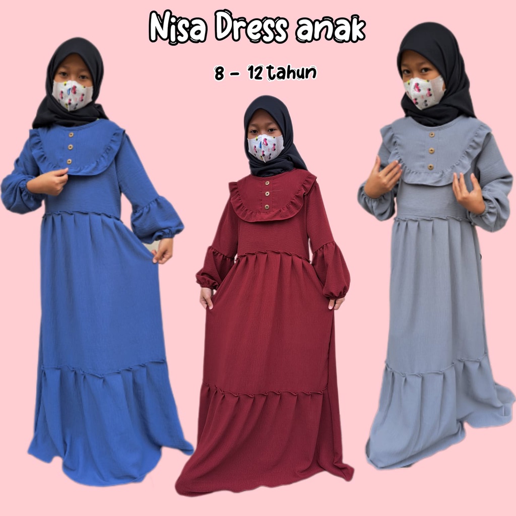 BAJU ANAK DRESS MUSLIM ANAK WANITA USIA 8-12 TAHUN BAHAN RAYON CRINKLE GAMIS MUSLIM ANAK TANGGUNGTERBARU 2023 DRESS ANAK PEREMPUAN