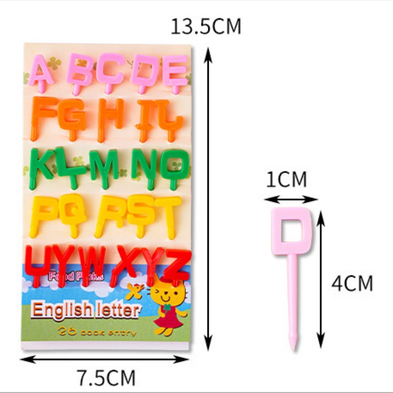 Food-grade Kue Dessert Tusuk Gigi Lucu 26huruf Inggris Garpu Buah Kreatif Bermanfaat Peralatan Makan Keluarga Makan Lunch Bento Hias Stik