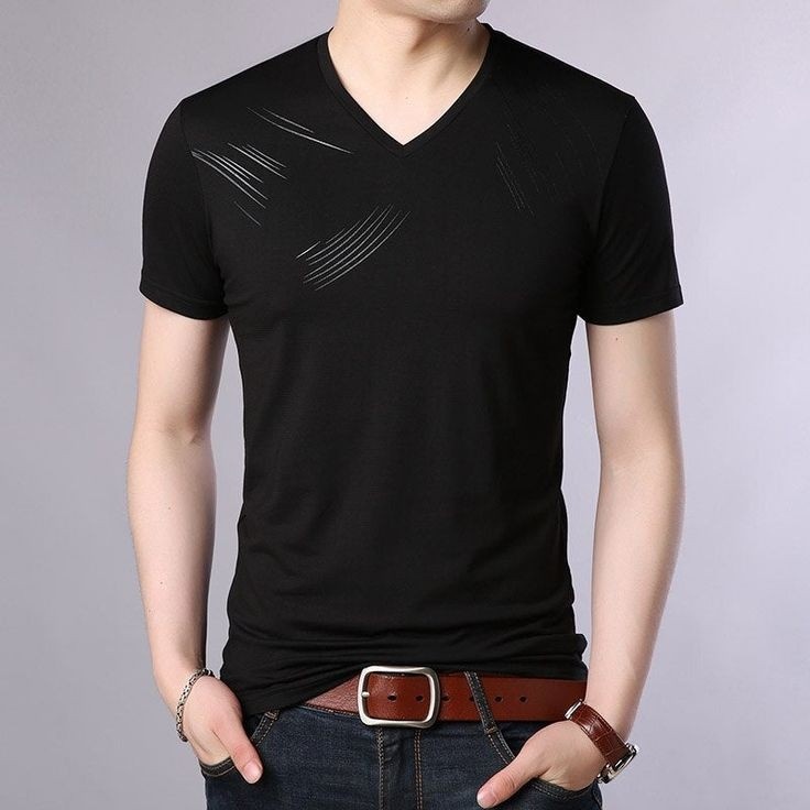 CENTRAL-Baju Kaos Spandek V Neck Kasual Distro Scratch Lengan Pendek Pria