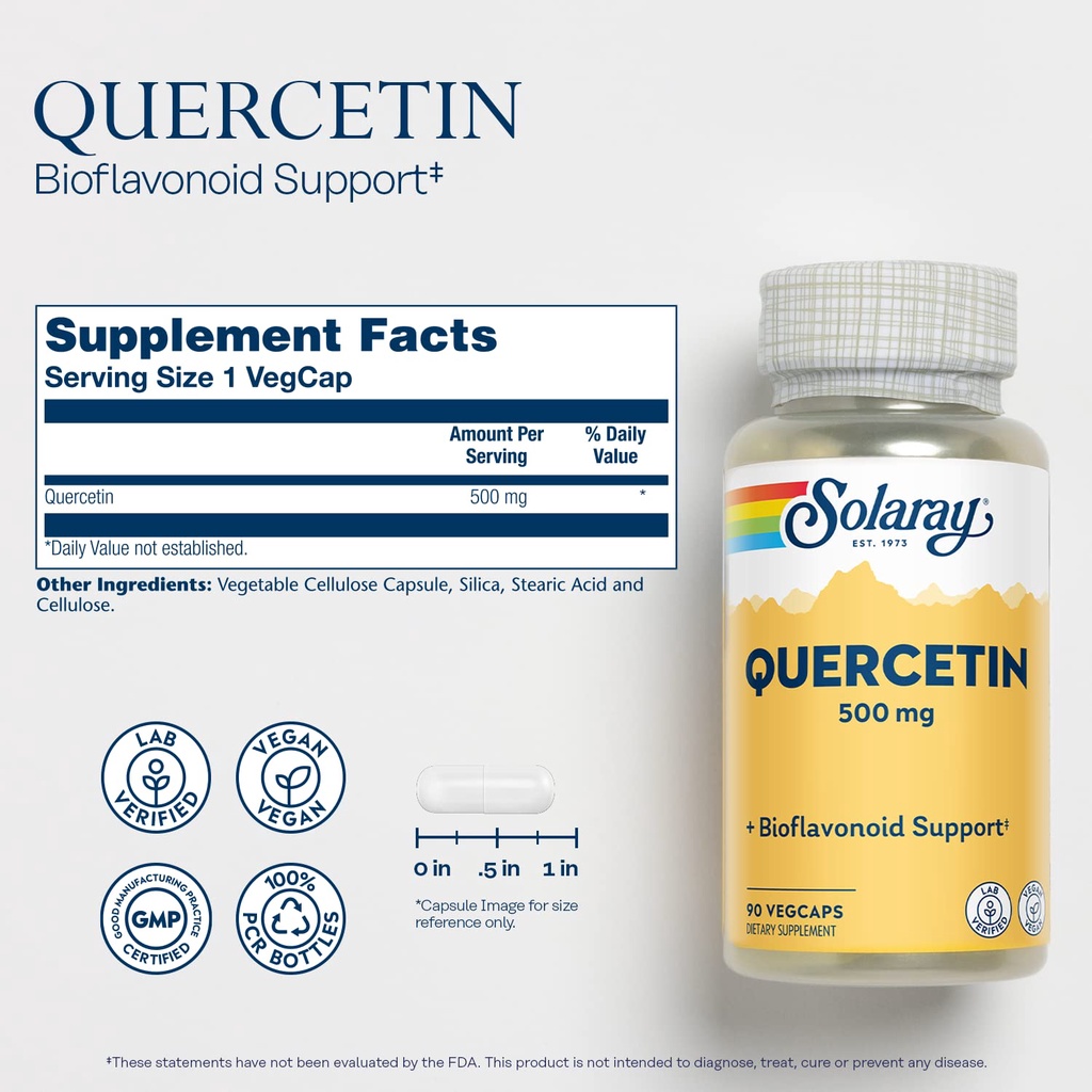 Solaray Quercetin 500 mg 90 VegCaps Bioflavonoids Dukungan Pernafasan Sinus ORI USA