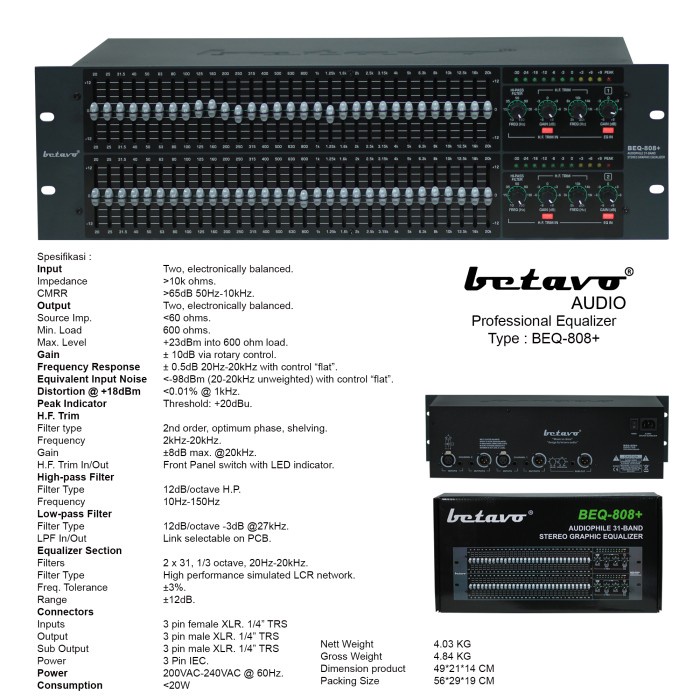 Professional Equalizer Betavo BEQ-808+