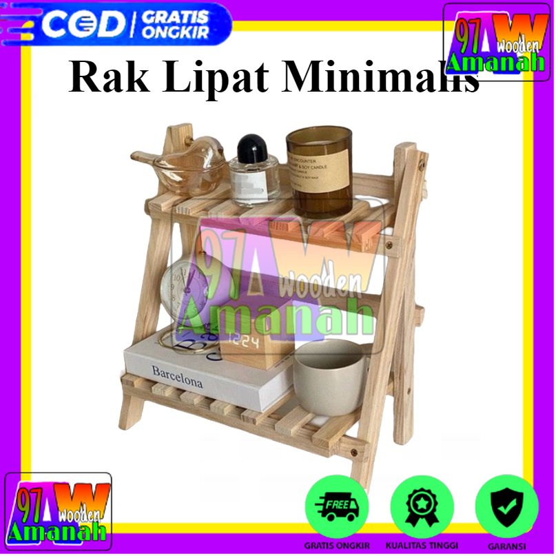 RAK SUSUN 2 KAYU LIPAT /RAK SERBAGUNA / RAK BUMBU / RAK MAKE UP