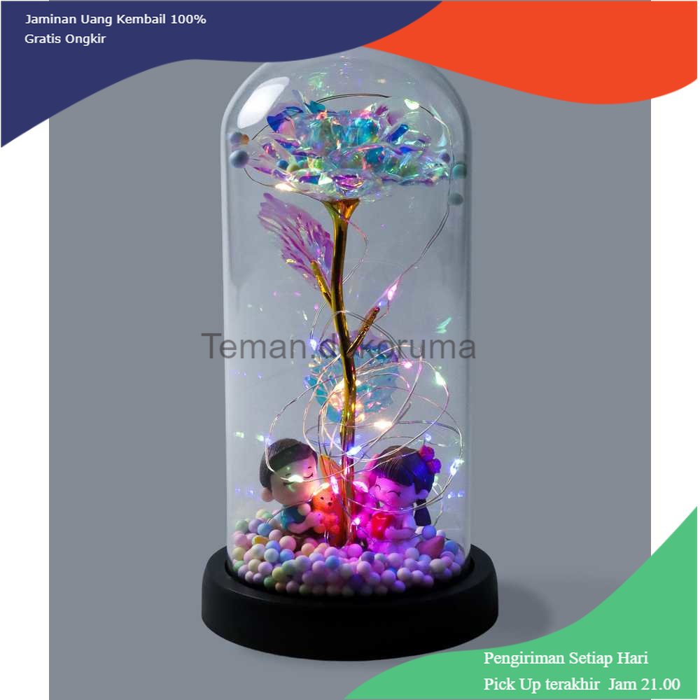 TD - LMP TaffHOME Lampu Meja Hias LED Mawar Beauty &amp; The Beast Bubble Colorful - RG-016