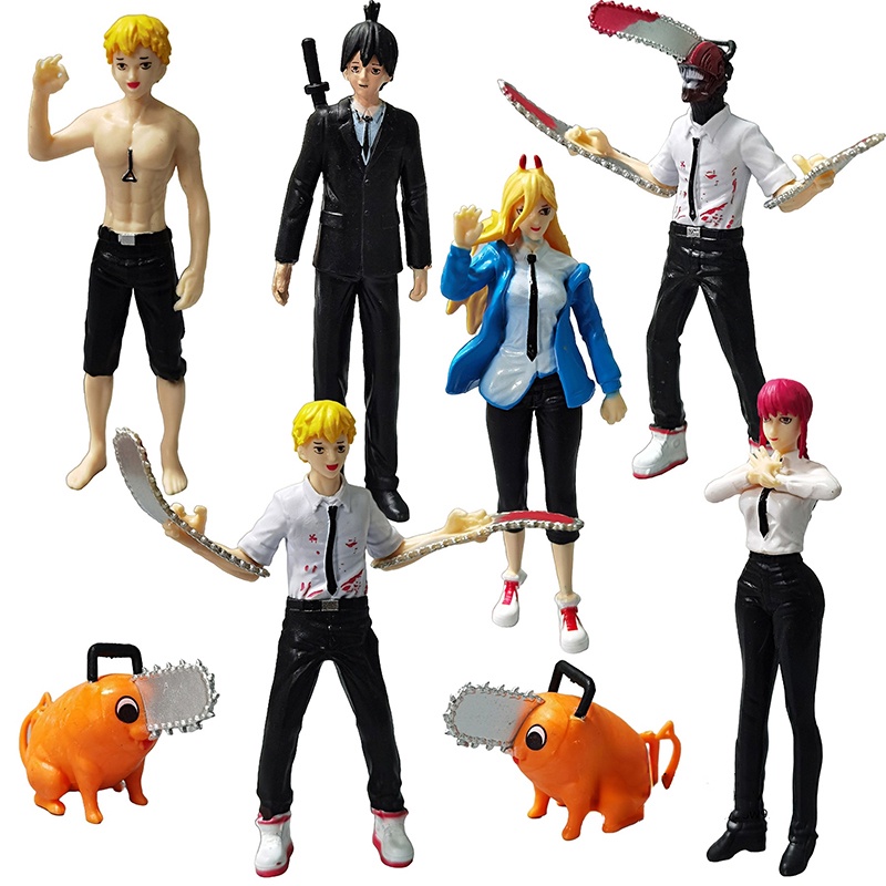 Chainsaw Man Pochita Figure Power Denji pvc Action Figure Mitaka Asa Anime Patung Dekorasi Boneka Mainan 8pcs/set