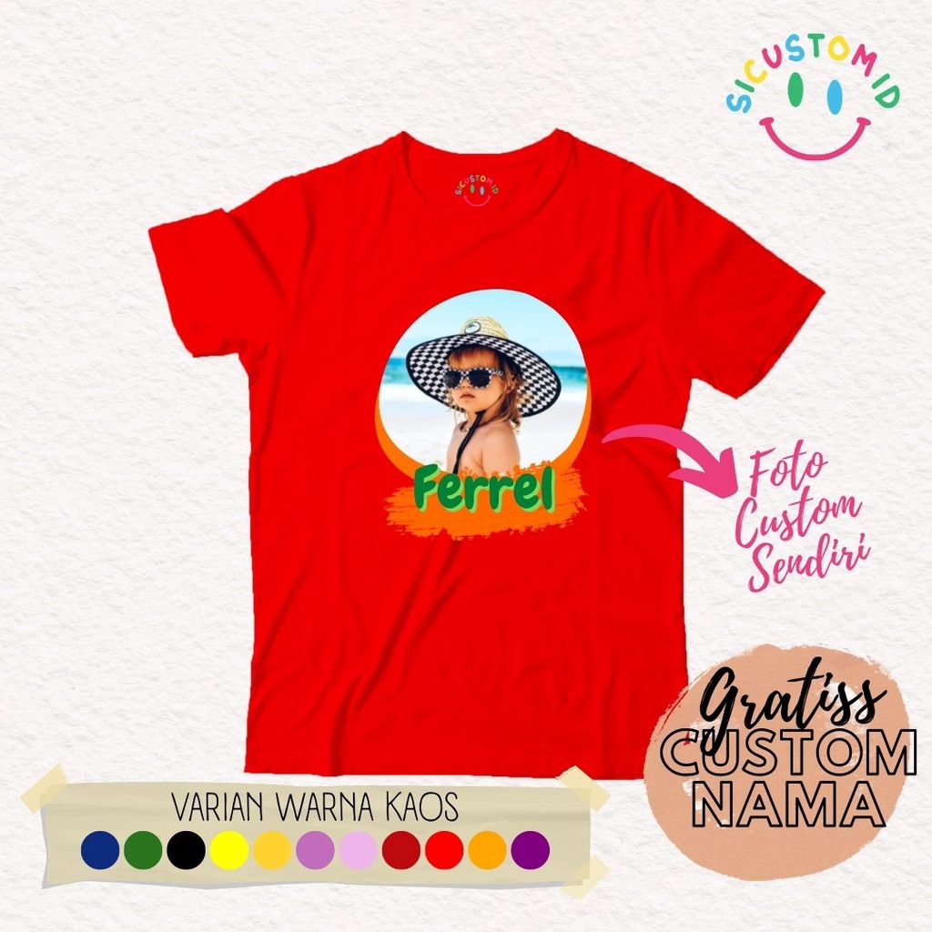 TERLARIS BAJU KAOS ANAK TANGAN PENDEK GRATIS CUSTOM FOTO DENGAN NAMA