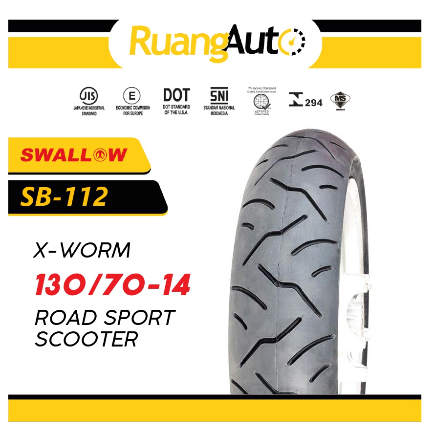 BAN LUAR SWALLOW 130/70-14 RING 14 SB-112 X-WORM TUBELESS