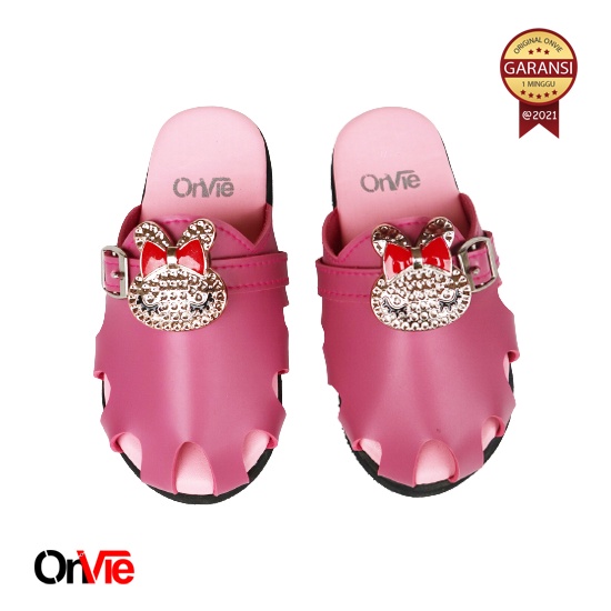 Sepatu Slop Anak Perempuan Dengan Manik Kelinci Mutiara | Sendal Flat Formal Onvie