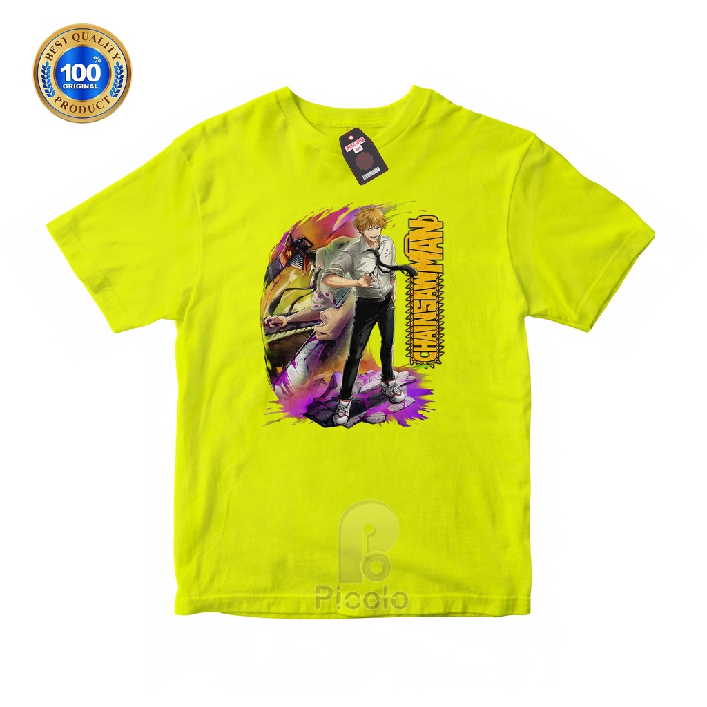 (FREE NAMA) BAJU KAOS ATASAN ANAK MOTIF ANIME CHAINSAW MAN KARAKTER DENJI UNISEX Bahan COTTUN