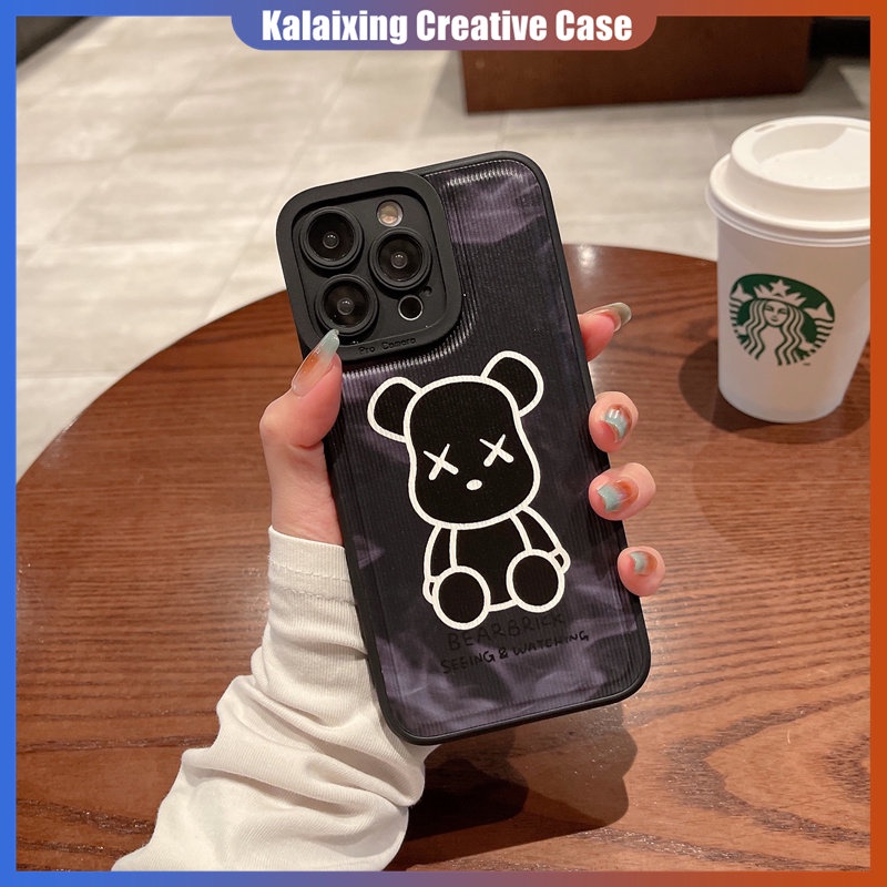 Casing Motif Bearbrick Garis Vertikal Untuk iIPhone 14 Pro Max13 12 11 Pro 14 Plus X Xs Max XR Back Cover