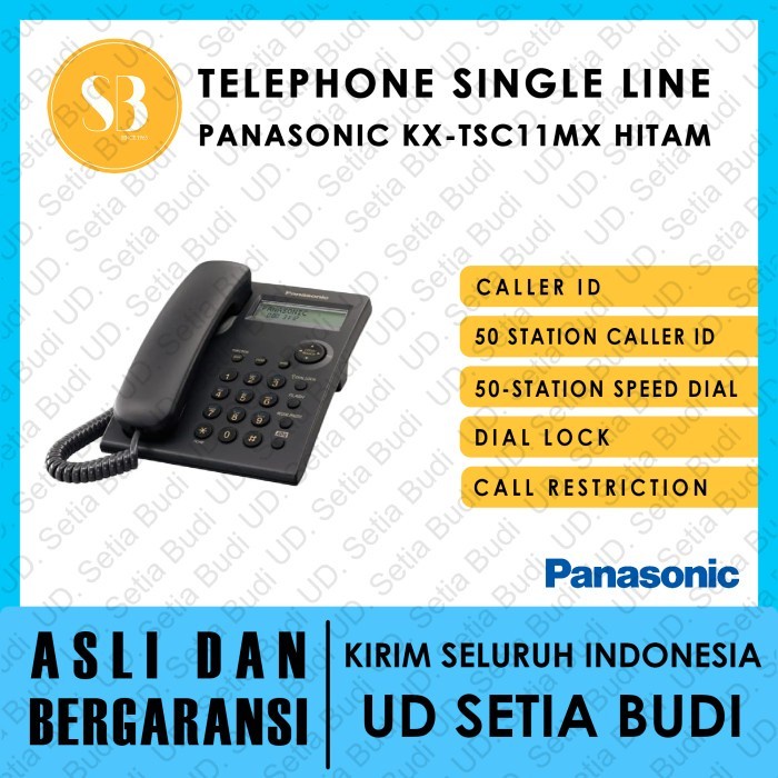 Telephone Single Line Panasonic KX-TSC11MX Layar Hitam