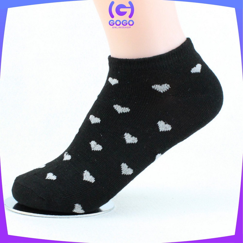 GOGO-P54 Kaos Kaki Korea Wanita Motif Love Short Socks / Kaus Kaki Semata Kaki Love Ankle Sock Import