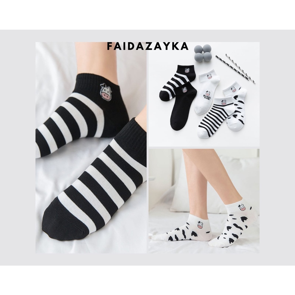 ZAYKA==Kaos Kaki Wanita Bahan Nyaman &amp; Lembut Semata Kaki Ankle Socks Cute Design