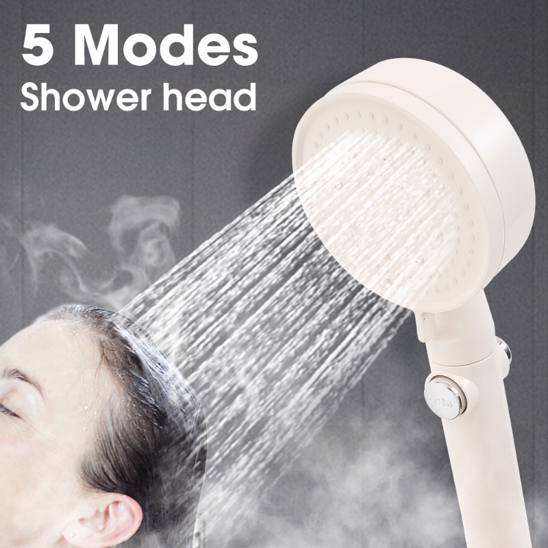 5fungsi Mode Kepala Shower Genggam Hemat Air Tekanan Tinggi/Showerhead Hujan Genggam Kuat Putih/Semprotan Shower Ampuh Pengganti/Semprotan Bidet Kamar Mandi