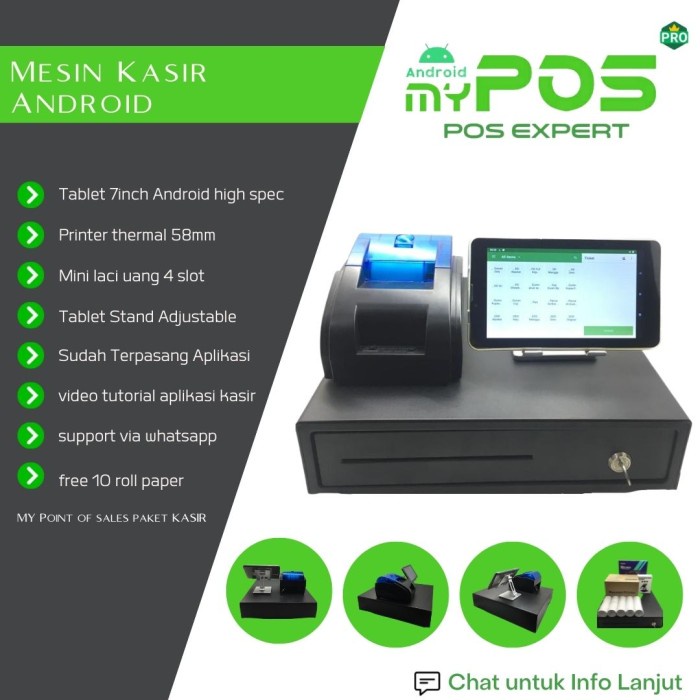

[[JNT COD]] Mesin Kasir Android 7inch High Spec + Printer + Laci + Aplikasi kasir