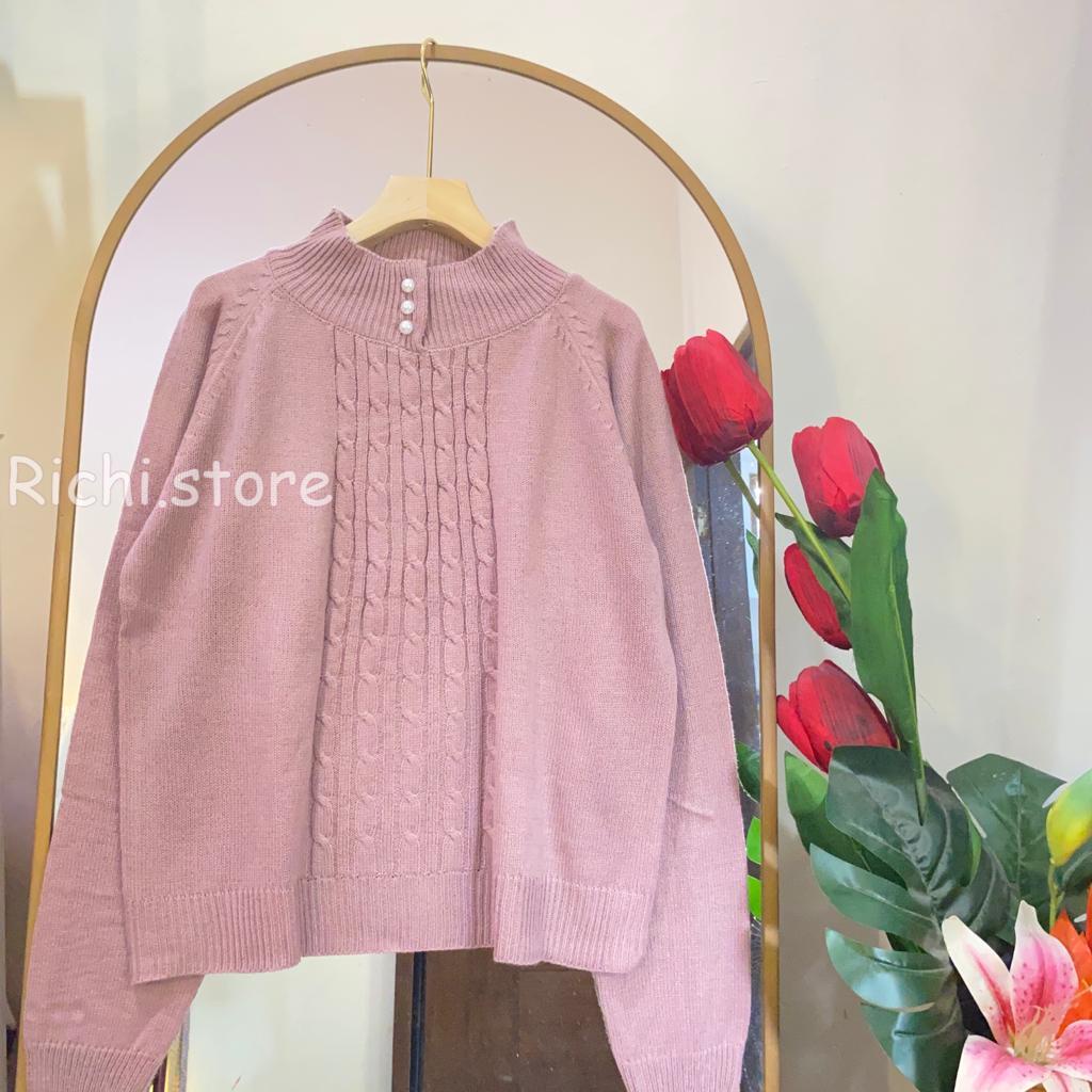 ZALINA BLOUSE RAJUT REGLAN TURTLENECK KANCING