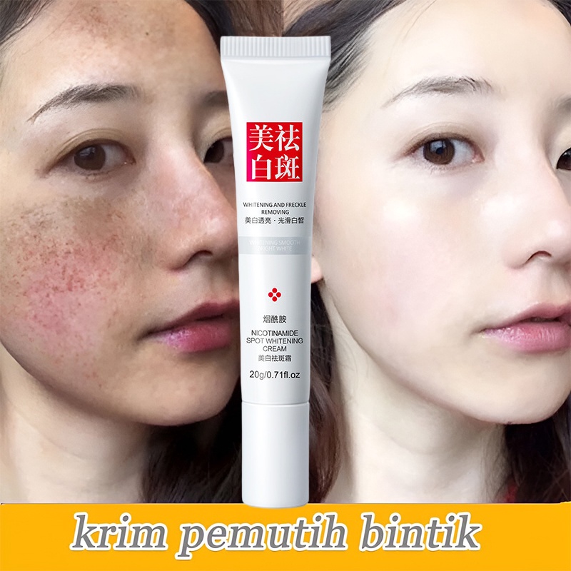 Cream penghilang flek hitam Krim pemutih wajah Krim bintik pemutih Krim penghilang flek 20G Remove Dark Spots Anti Freckle Cream Niacinamide Fade Pigmentation Melasma Brighten Creams concealer focallure