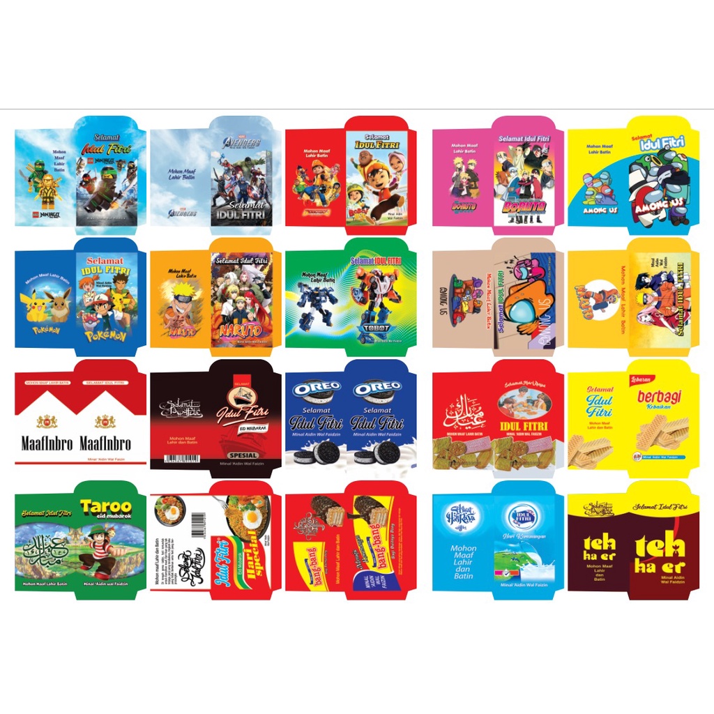 

Amplop Angpao Ampao Lebaran Idul Fitri Karakter Snack Kartun isi 10 Pcs