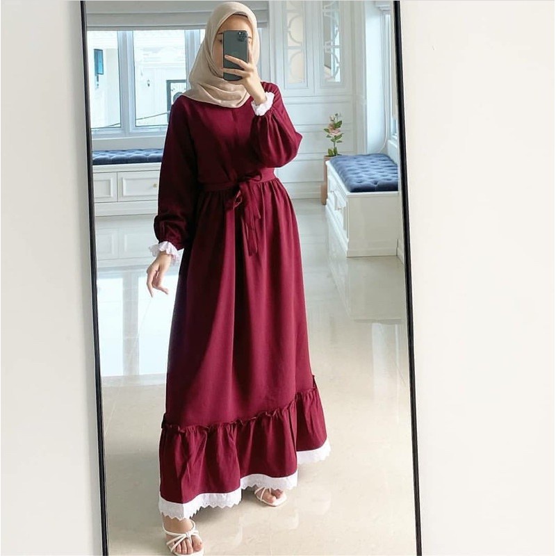 Gamis By El Shinta Gamis Sogan Renda Rempel Daily Busui Wanita Dress