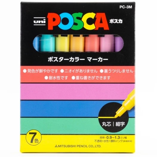 

Terlaris Uni Posca Poster Paint Marker Pc-3M Set 7 Pastel Colors