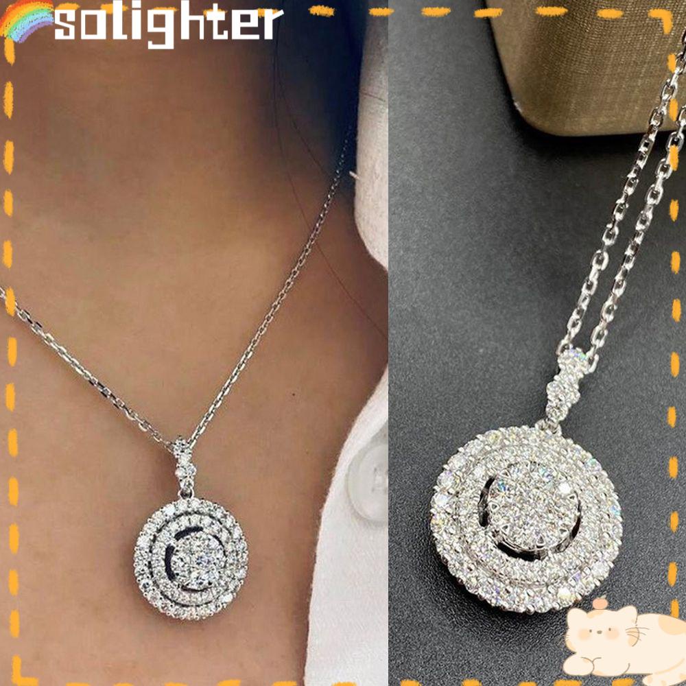 Solighter Kalung Perak Fashion Pernikahan Perhiasan Elegan Cubic Zirconia