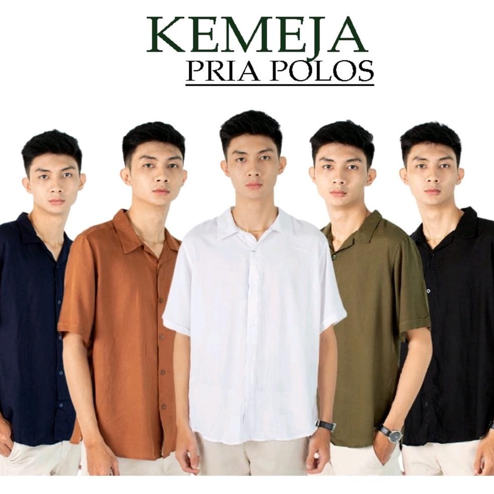 ➛ FORTGLASS Short Shirt Rayon Polos Kemeja Pria Polos Lengan Pendek HARGA MURAH 32Y