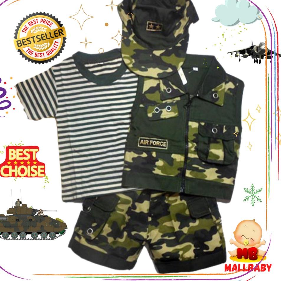 ➵ Cool Army - Baju Setelan Bayi Tentara Baju Tentara Anak Bayi ✼