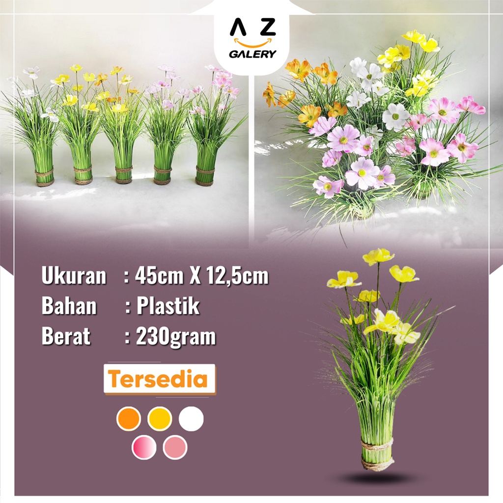 Tanaman Bunga Hias Bucket Tanaman Plastik Ornamen Decoration Artificial Flower Pajangan Hias Daun Bunga Sintetis Bucket PBP122 Azgalery