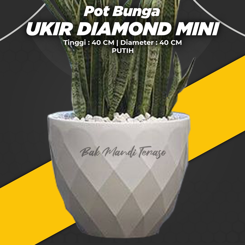 Pot teraso Tipe Ukir Diamond Mini 40x40 CM Putih