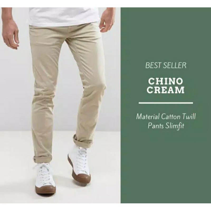 CELANA CINO Panjang Pria Slimfit KERJAHARIAN Santai Casual Formal Hitam Abu Cream Mocca Size 27-38