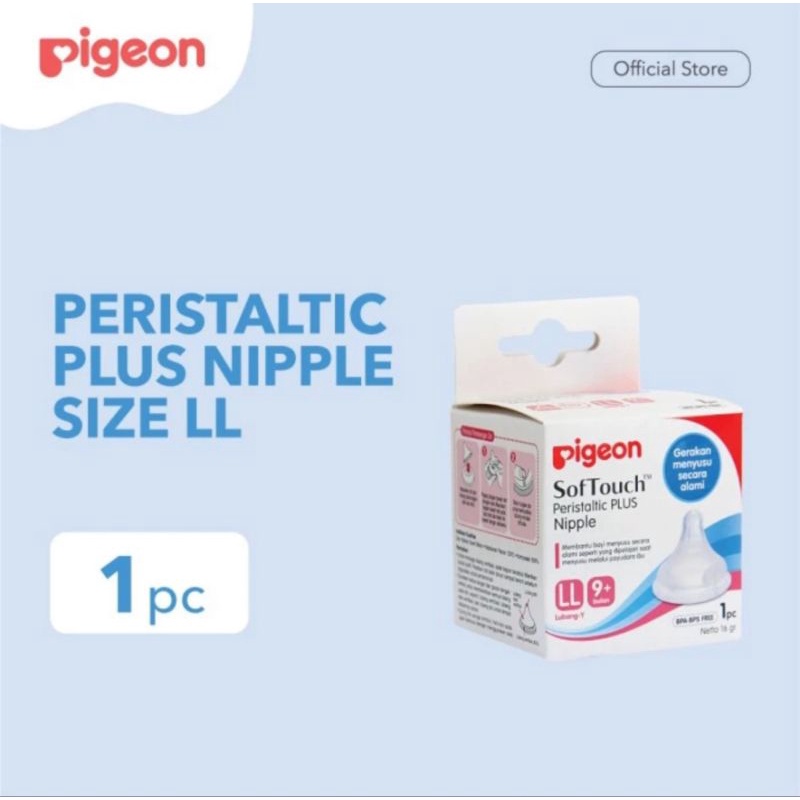 Botol Susu Pigeon 330ml dengan Nipple Wide neck size L / Botol Pigeon Peristaltic Plus Size L