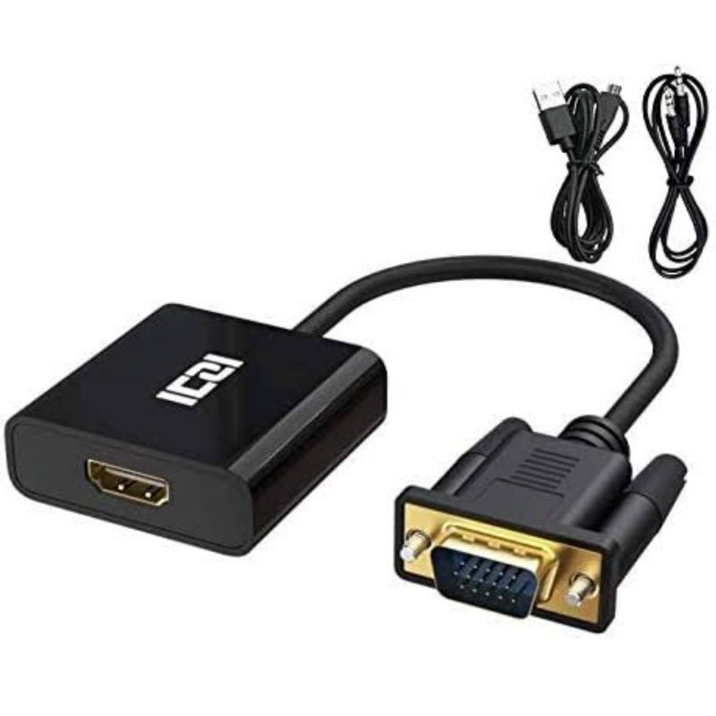 KABEL VGA male input to HDMI female output with audio inout full HD1080P untuk komputer, TV, proyektor