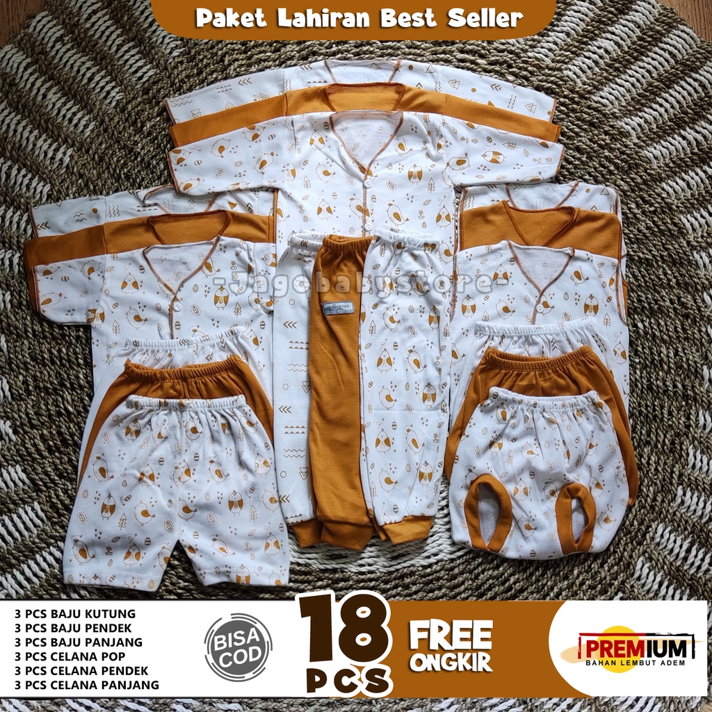 18 Pcs Baju Celana Bayi Paket Melahirkan Paket Lahiran Warna Mustard Kuning Telur Elegant