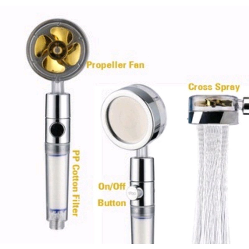 Hand Shower Turbo /  Kepala Shower Kipas Turbo Fan / Shower Head Shower Mandi Minimalis Pressurized Nozzle / Turbo Fan Shower Head Water Saving High / Shower Kamar Mandi / Kepala Shower Dengan Filter Air dan Kipas Turbo Hemat Air