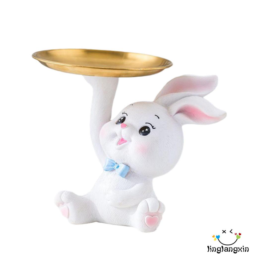 Llx-2023 New Kunci Hias Patung Kelinci Perhiasan Anting Tray Holder Rumah Kantor Pintu Masuk Meja Desk Decor