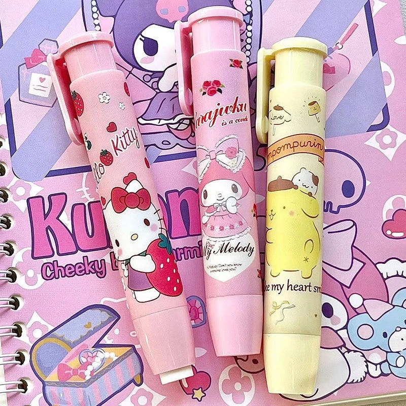 [Warna Random] Kreatif Sanrioed Kawaii Press Eraser Lucu Anime Kartun Penghapus Alat Tulis Hadiah Perlengkapan Kantor