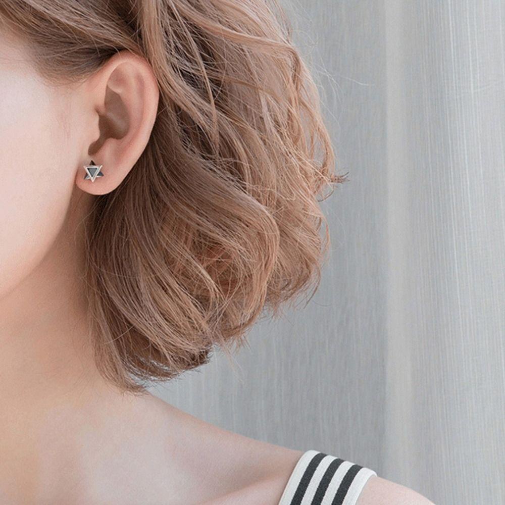 Needway   Wanita Anting Serbaguna Halus Sederhana Perhiasan Fashion Segitiga Gadis Hadiah Geometris Zirkon Gaya Korea Earrings