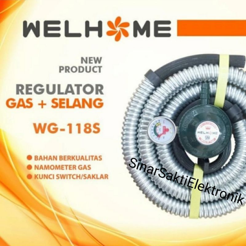 Welhome Regulator Meter dan Selang Paket Set Kompor Gas Murah SNI WG 118S