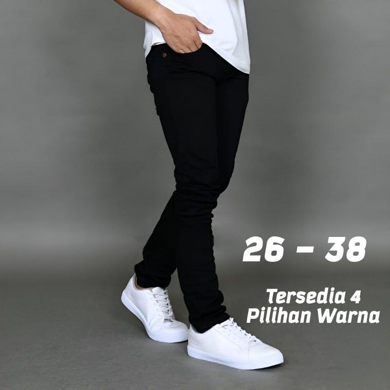 Celana Jeans Pria Panjang Skinny Slim Fit Panjang distroMelar abu abu  black/ Celana Jeans Cowok