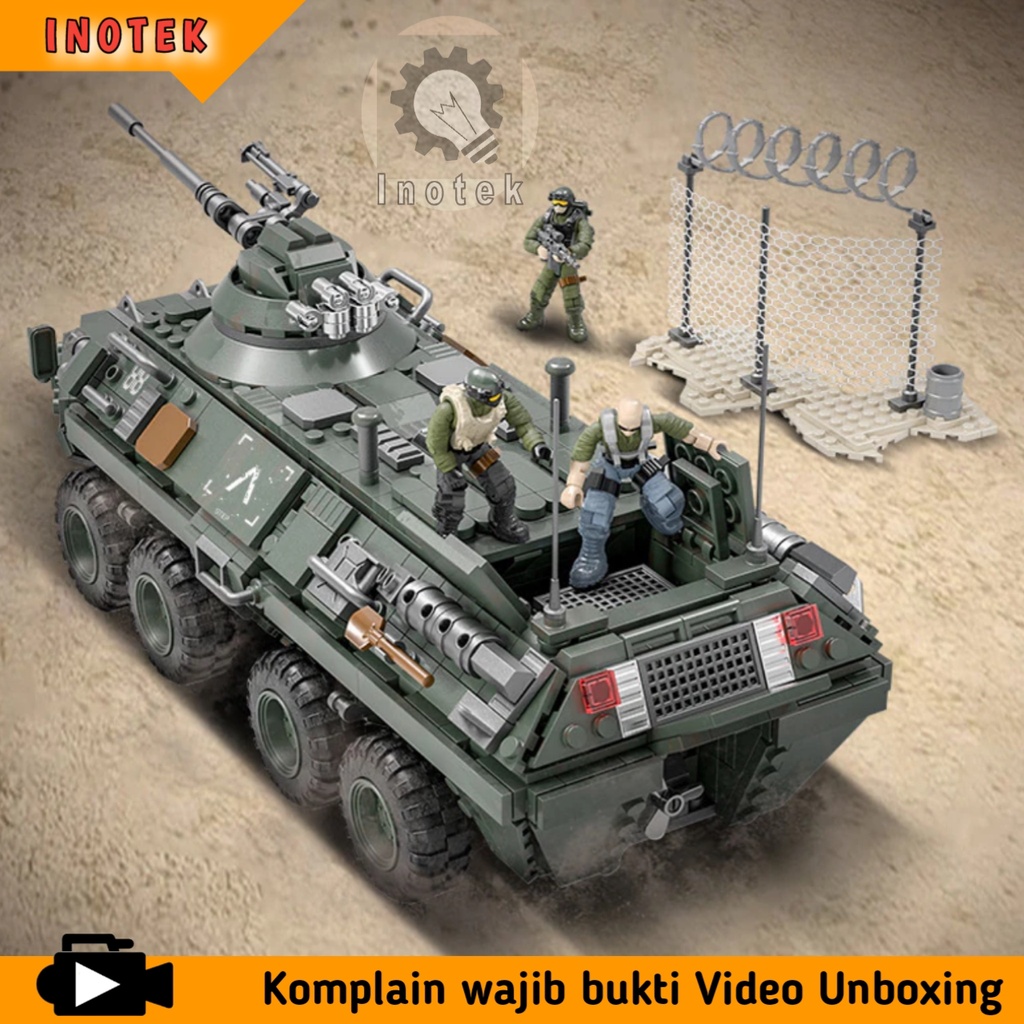 Building Blocks Kendaraan Militer M1127 Stryker Angkut Personel Tank Roda 8