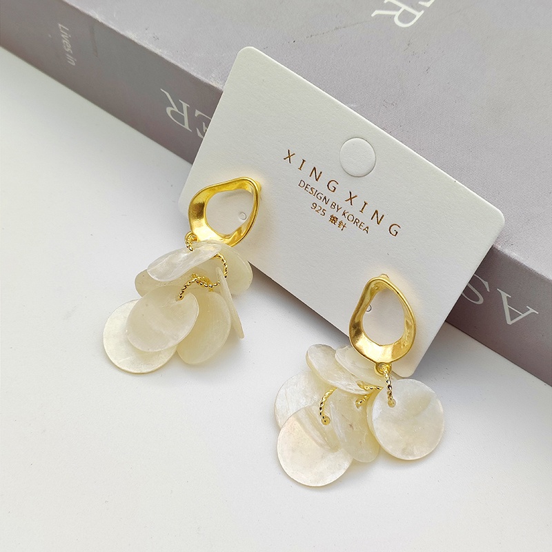 S925 Anting Panjang Rumbai Anting Shell Earrings Wanita Pesta Hadiah Ulang Tahun Aksesoris Fashion