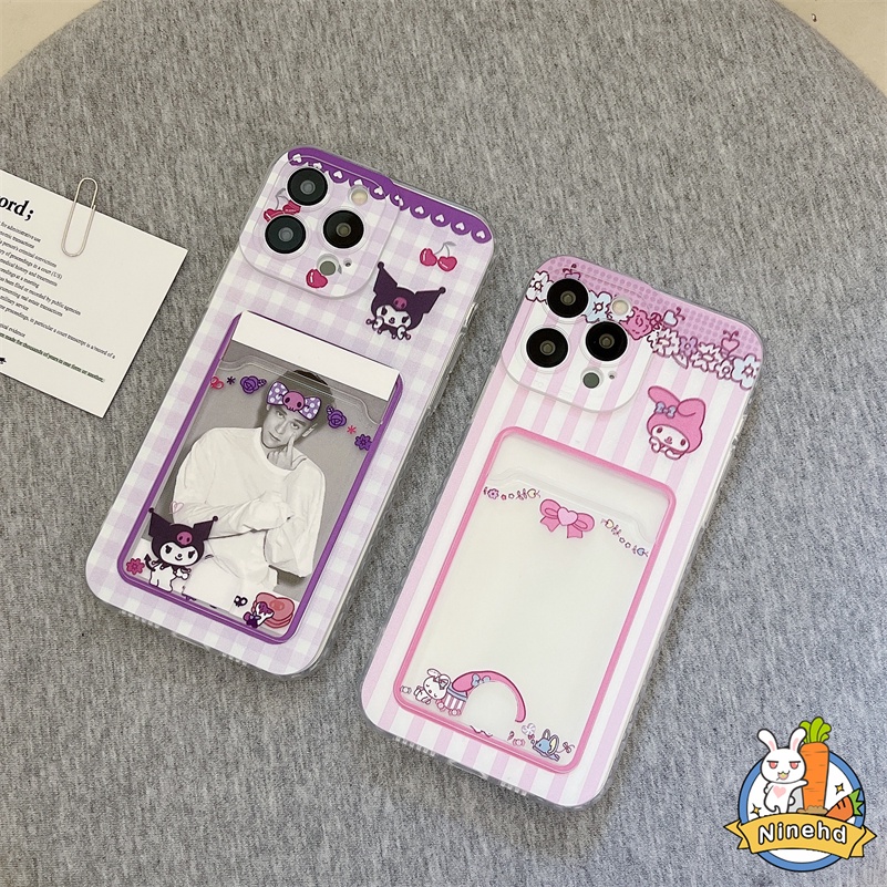 IPHONE Shockproof Card Holder Case Kompatibel Untuk Iphone14 13 12 11 Pro Max X Xr Xs Max Iphone8 7 6 6s Plus SE 2020 Kartun Curomi Tas Kartu Bening Casing Ponsel Anti-Jatuh Cover Pelindung